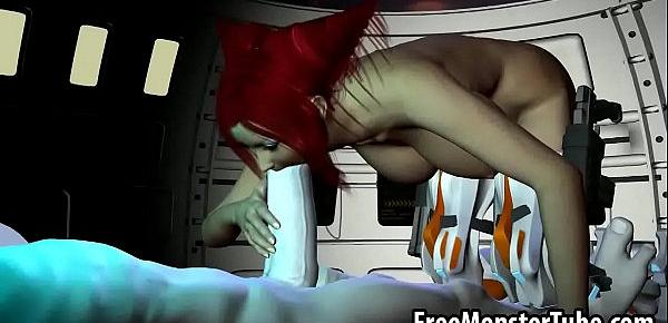  Hot 3D redhead babe sucks and fucks a horny alien